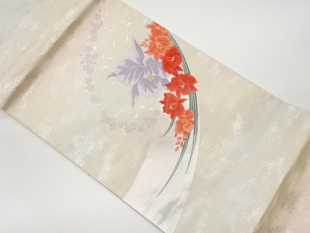 JAPANESE KIMONO / VINTAGE NAGOYA OBI / WOVEN FLOWERS